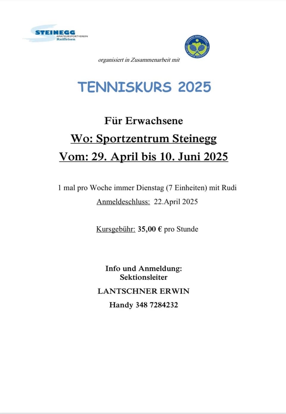Tenniskurs 2025